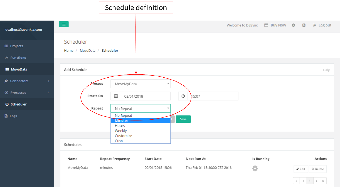 Figure 22 – Create a schedule.