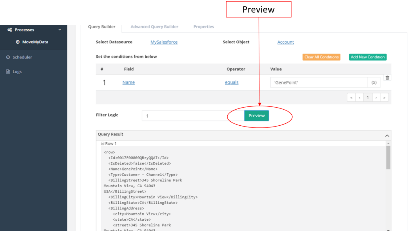 Figure 15 – Query preview